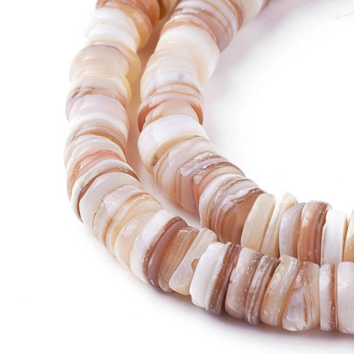 Achat Heishi Perles Rondelles en Coquillage Naturel 6x1-2mm (1 fil-38cm)
