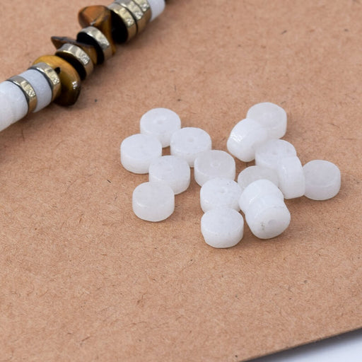 Achat Heishi Perles Rondelles En Jade Blanc 6x3mm - Trou :1mm (20)