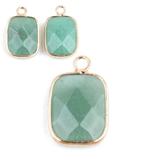 Achat Aventurine Pendentif Rectangle à Facettes sertis doré 18x13mm (1)