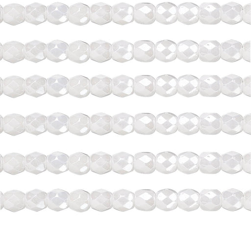 Achat Perles facettes de bohème opaque white 4mm (100)