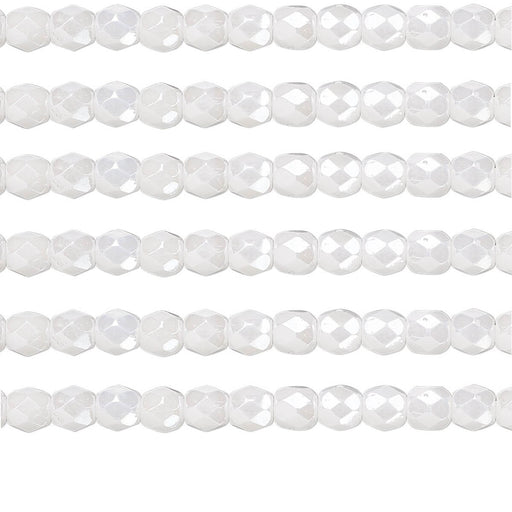 Achat Perles facettes de bohème opaque white 4mm (100)