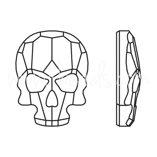 Strass à coller Swarovski 2856 skull flat back crystal AB 14x10.5mm (1)