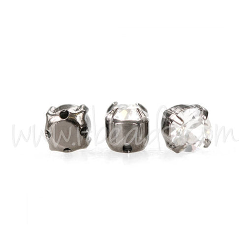 Achat Swarovski chatons montées gun metal brushed SS18 - 4mm crystal (20)