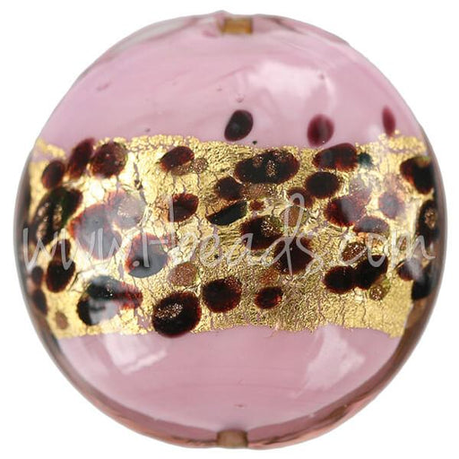 Achat Perle de Murano bombée léopard rose 30mm (1)