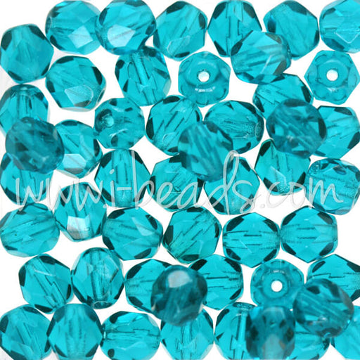 Perles facettes de bohème teal 6mm (50)