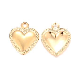 Achat Breloques coeur en acier inoxydable doré OR -10,5mm (2)
