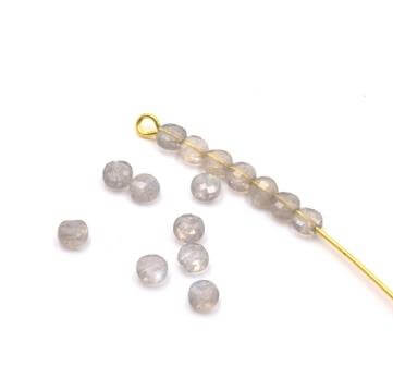 Labradorite Perles rondes plates à facettes 3.5-4mm trou:0.6mm (20)