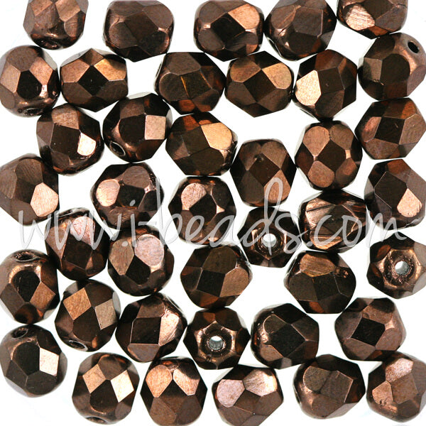 Perles facettes de bohème dark bronze 6mm (50)