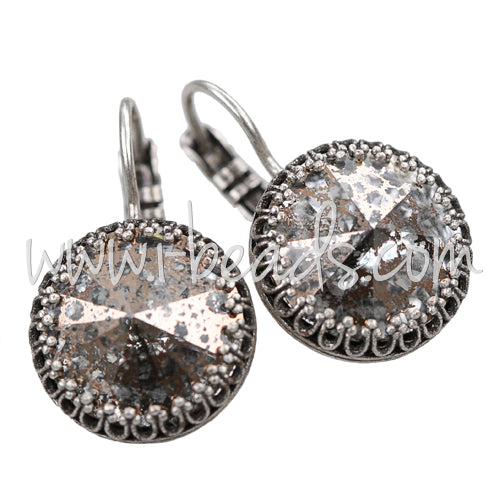 Serti boucle d'oreilles Vintage pour Swarovski 1122 14mm argenté (2)