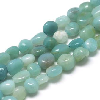 Perles forme nugget arrondi Amazonite 8-12mm trou 0.8mm(1 rang)