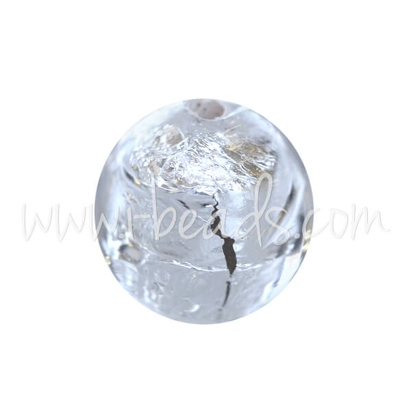 Perle de Murano ronde cristal et argent 8mm (1)
