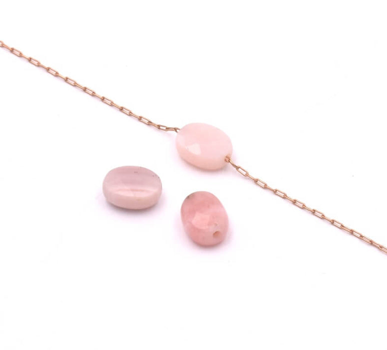 Perles ovales à facettes Opalite Rose galet 8x4x3mm, trou: 0,8mm (2 perles)