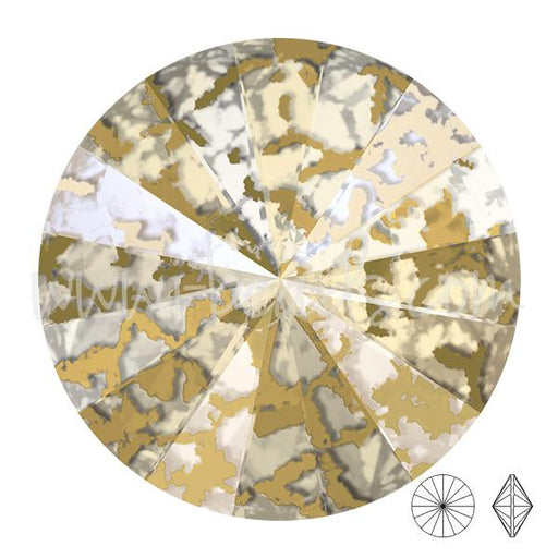 Achat Cristal Swarovski rivoli 1122 crystal gold patina effect 14mm (1)