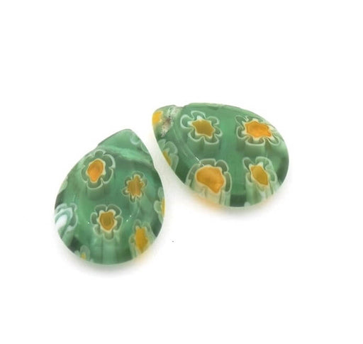 Achat Millefiori Goutte 11-14mm VERT (2)