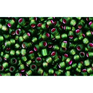 cc2204 - perles de rocaille Toho 11/0 silver lined frosted olivine/pink (10g)