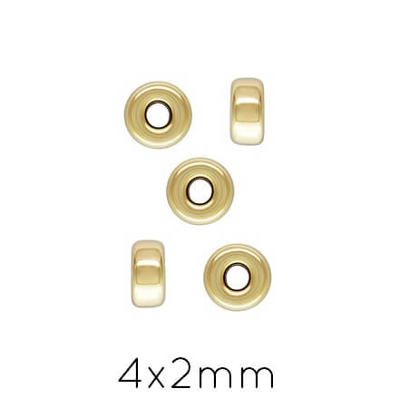 Achat Perles rondelles Heishi Gold filled 4x2.1mm Trou: 1,2mm (5)