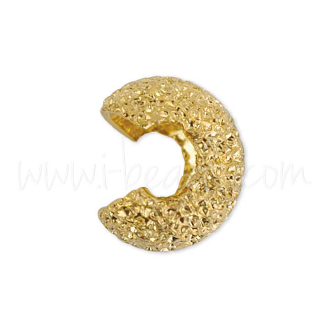 14 Caches perles a écraser paillettes métal doré à l'or fin qualité 4mm (14)