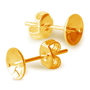 Achat Boucles d&#39;oreilles Clou pour perles à monter 8mm métal doré à l&#39;or fin qualité (2)