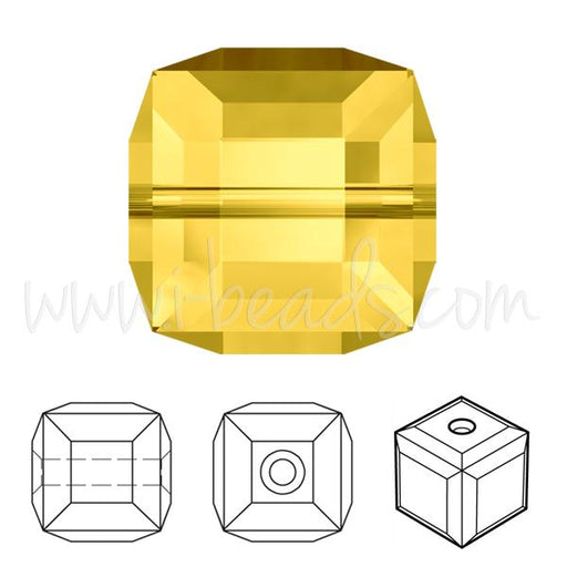 Perles cube Swarovski light topaz 6mm (2)