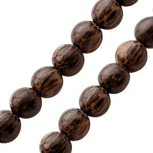 Perle ronde vieux bois de palmier sur fil 10mm (1)