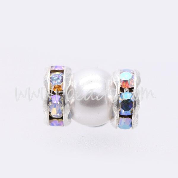 Rondelle strass cristal ab sur métal couleur argenté 6mm (2)