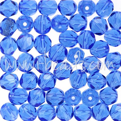 Achat Perles facettes de bohème sapphire 6mm (50)