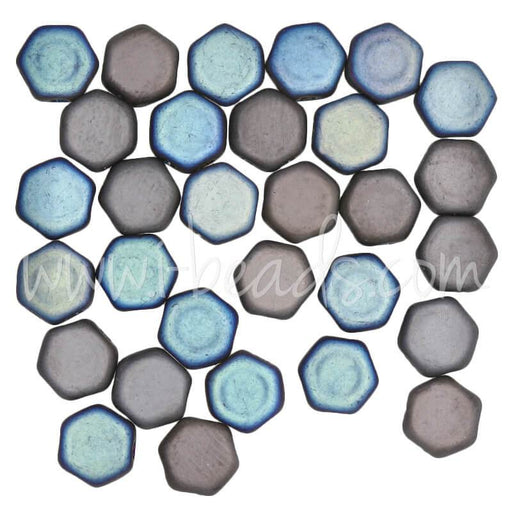 Perles Honeycomb 6mm glittery matte graphite (30)