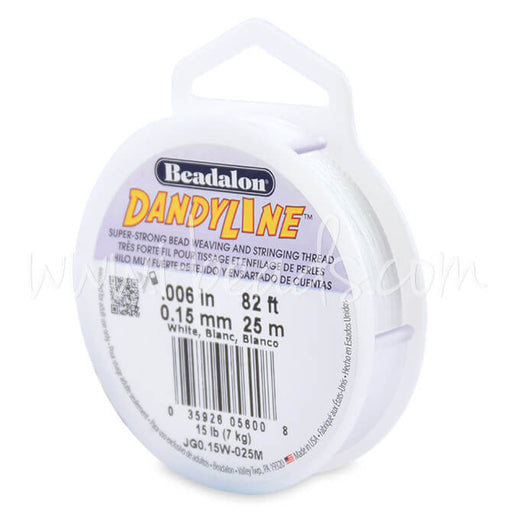 Beadalon fil nylon tressé dandyline blanc 0.15mm. 25m (1)