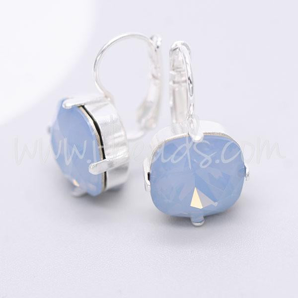 Serti boucle d'oreilles pour Swarovski 4470 12mm argenté (2)