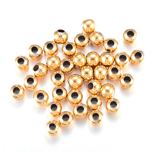 Achat Perles rondes en acier inoxydable, dorées, 4mm trou: 1,5 (25)