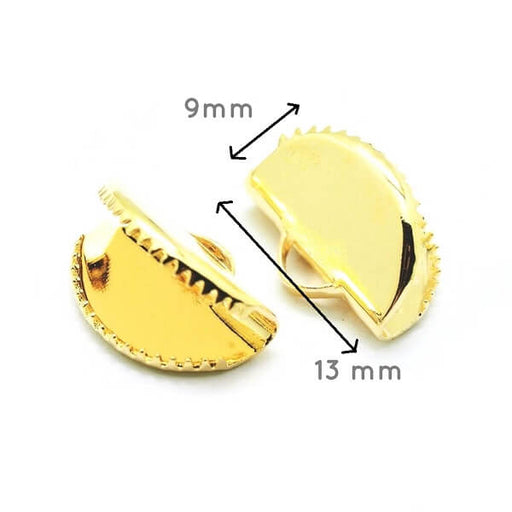 Achat Embout ruban ou pompon demi lune métal doré 13x9mm (2)