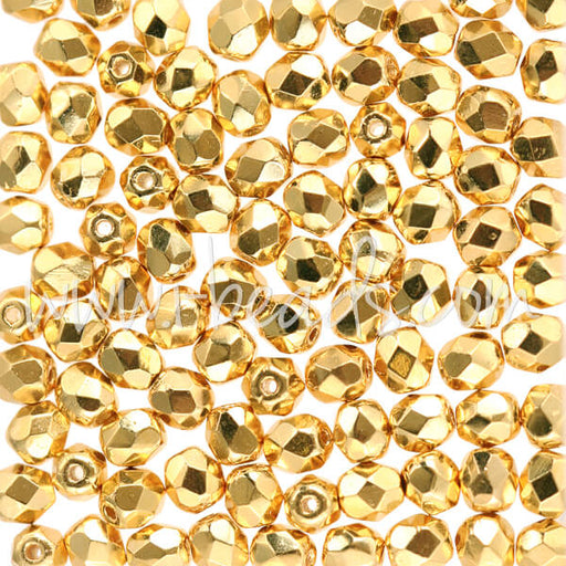Achat Perles facettes de bohème gold plated 24k 4mm (100)