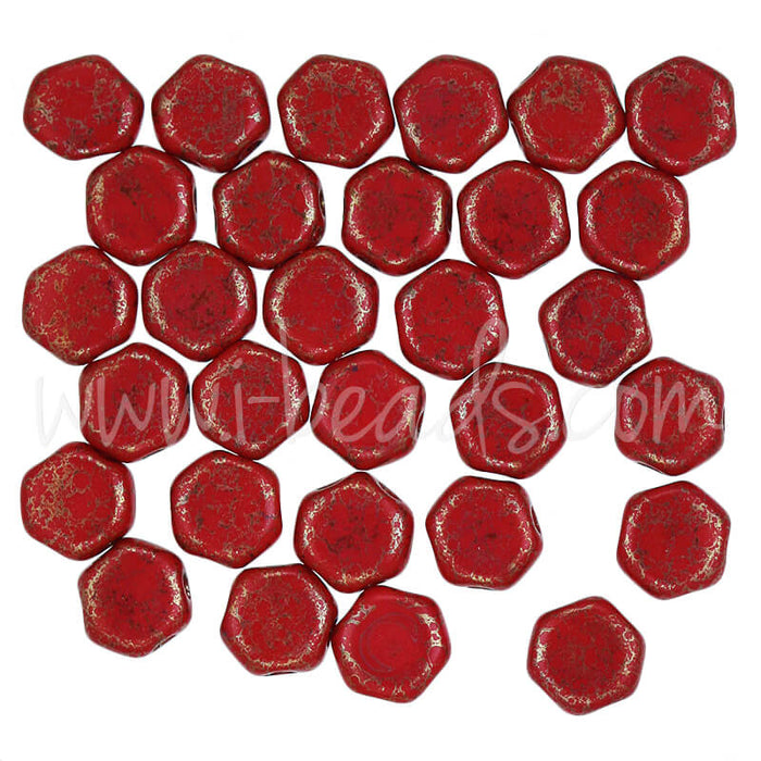 Perles Honeycomb 6mm red luminous (30)