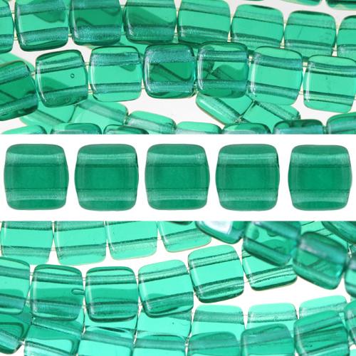 Perles 2 trous CzechMates tile emerald 6mm (50)