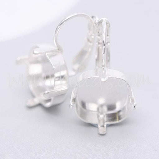 Serti boucle d'oreilles pour Swarovski 4470 12mm argenté (2)