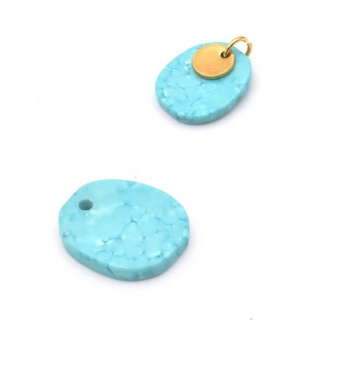 Achat Pendentif oval en howlite teintée turquoise 16x12mm (2)