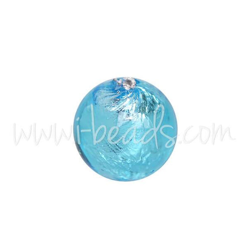 Achat Perle de Murano ronde aquamarine et argent 6mm (1)