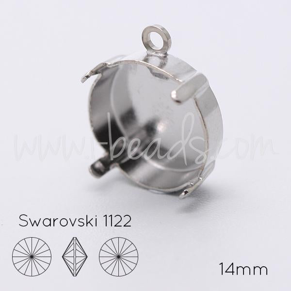 Serti pendentif pour Swarovski 1122 rivoli 14mm argenté (1)