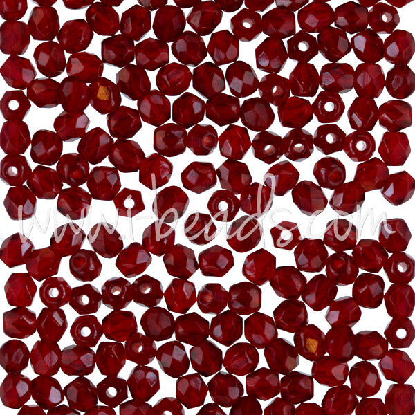 25 Perles Facettes De Bohême Preciosa 6 Mm Rubis AB - Fabriqué En France - Neuf