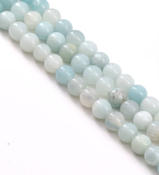 Perles rondes Amazonite naturelle 6mm sur fil 38 cm 63 perles (1 fil)