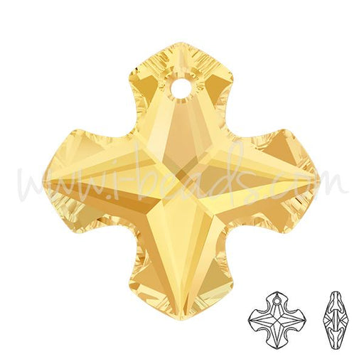 Pendentif croix grecque Swarovski 6867 crystal metallic sunshine jaune 18mm (1)