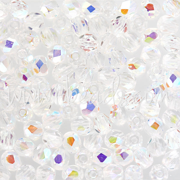 100 Perles Facettes Swarovski Bohème 4mm - Couleur AB Light Peach - France