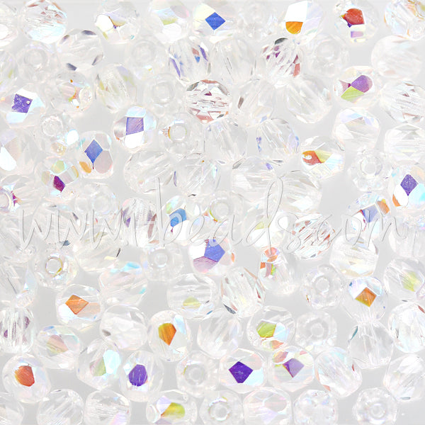 Perles facettes de bohème crystal ab 4mm (100)