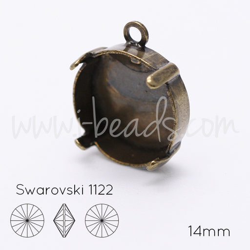 Achat Serti pendentif pour Swarovski 1122 rivoli 14mm laiton (1)