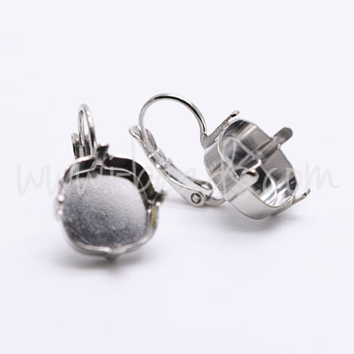 Achat Serti boucle d&#39;oreilles pour Swarovski 4470 12mm rhodié (2)