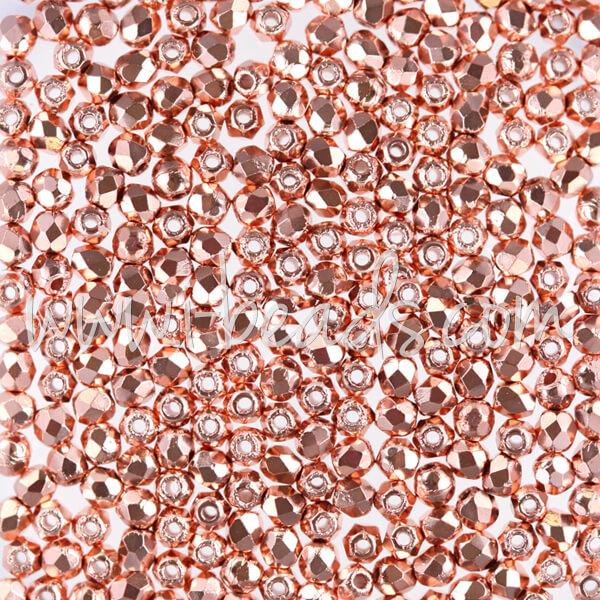 Perles facettes de boheme copper penny 2mm (50)