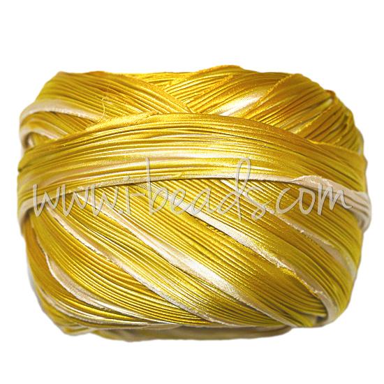Ruban de soie Shibori ecru gold (10cm)