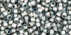 cc261 - perles rondes toho takumi lh 11/0 inside-color rainbow crystal/gray lined (10g)