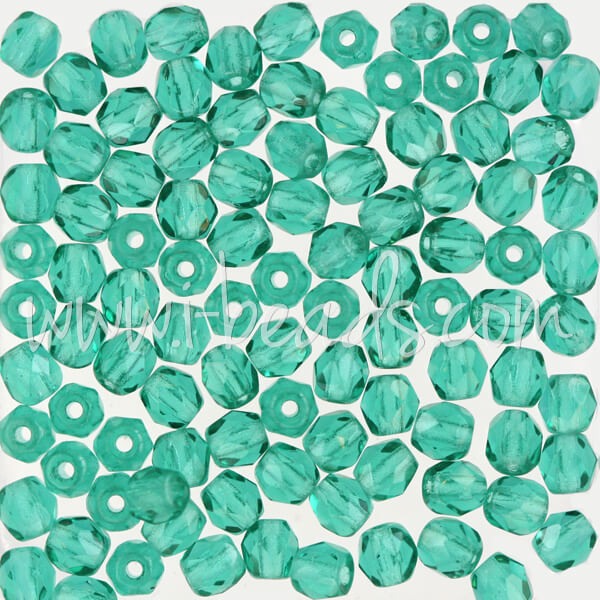 100 Perles Facettes De Bohême 4mm Vert émeraude Clair - Preciosa - Création Bijoux