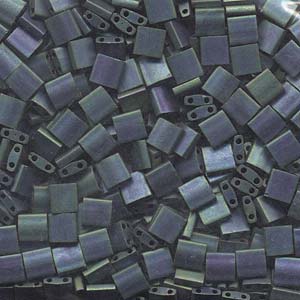 Cc2064 - Perles Miyuki tila mat metal blue green 5mm (25 beads)